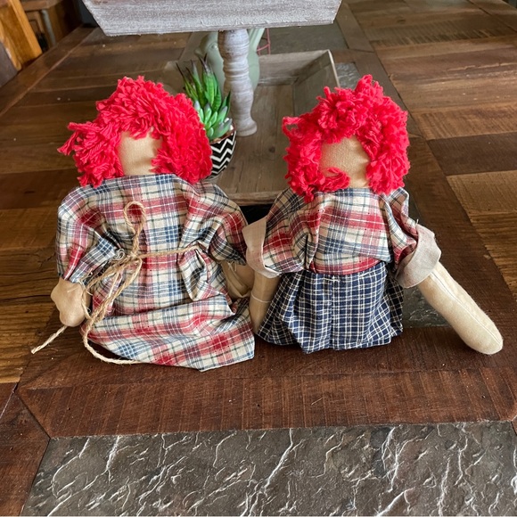 13" Raggedy Ann & Andy Handmade Dolls Primitive Folk Art Originals - Picture 8 of 9